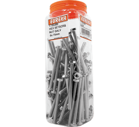 Eureka 80 x Galvanised Hex Screws and Nuts 6 x 75 mm
