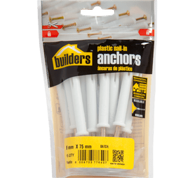 Build and Fix 15 x Plastic Nail in Anchors 8 x 75 mm
