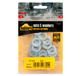 Build and Fix 20 x Flat Washers Silver 10 mm