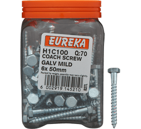 Eureka H1C100 6 x 50 mm Coach Screw Galvanised 70 Pack