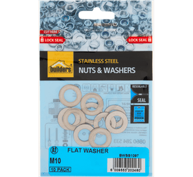 Build and Fix 10 x Stainless Steel Flat Washers (10mm)