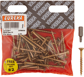 Eureka 1FB60U 4.5 x 45 mm Cut Screw Smooth Shank 50 Pack