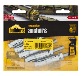 Build and Fix 5 x Projecting Bolts 10 x 90 mm