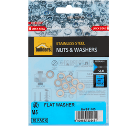 Build and Fix 10 x Stainless Steel Flat Washers (5mm)