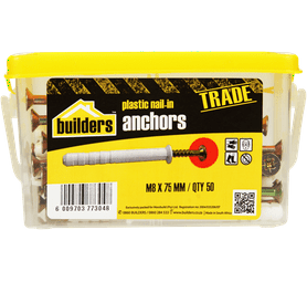 Build and Fix 50 x Plastic Nail in Anchors 8 x 75 mm