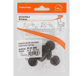 Safe Top Glides Plastic and Felt With Nail White 24 mm x 8 Pads