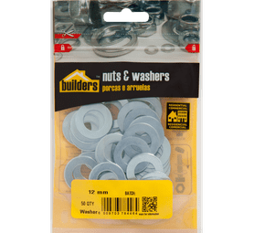 Build and Fix 50 x Flat Washers Silver 12 mm