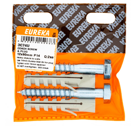 Eureka 2 x Coach Screw and Plugs 12 x 90 x 12 mm