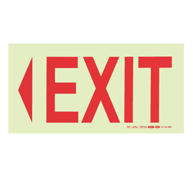 Parrot Products Photoluminescent E5 Arrow Left and Exit Sign Red 190 mm