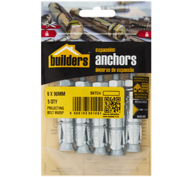 Build and Fix 5 x Projecting Bolts 8 x 90 mm