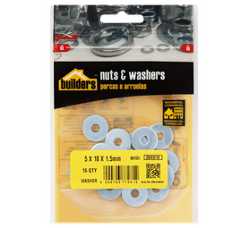 Build and Fix 72812 15 x Medium Body Washers Silver 5 x 18 x 1.5 mm