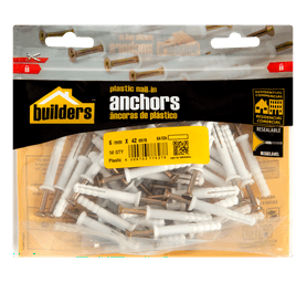 Build and Fix 50 x Nail In Anchor 42 x 6 x 6 mm