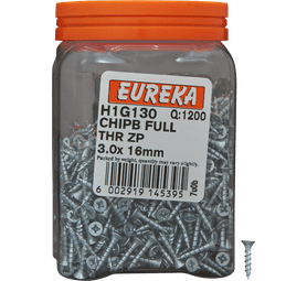 Eureka H1G130 3 x 16 mm Chipboard Screw Zinc 1200 Pack