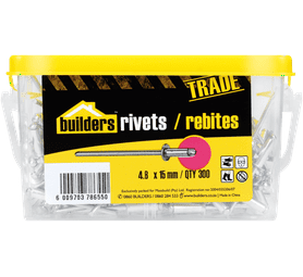 Build and Fix 300 x Open Aluminium Bond Rivets Silver 4.8 x 15 mm
