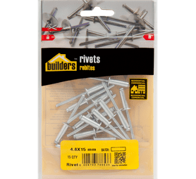 Build and Fix 15 x Open Aluminium Bond Rivets Silver 4.8 x 15 mm