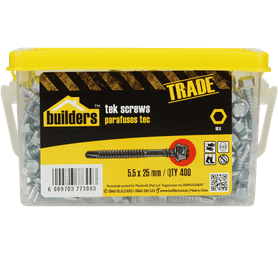 Build and Fix 400 x Threaded Coarse Hex Screws 5.5 x 25 mm