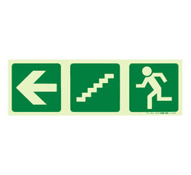 Parrot Products Photoluminescent E17 Arrow Left and Stairs Going Down and Running Man Sign Green 190 mm