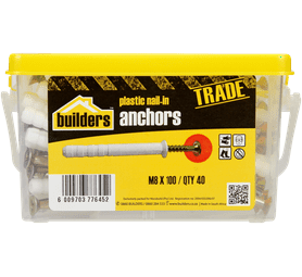 Build and Fix 40 x Plastic Nail in Anchors 8 x 100 mm