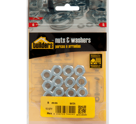 Build and Fix 704745 15 x Galvanised Hex Nuts 8 mm