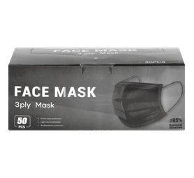 Pioneer 50 x 3 Ply Disposable Face Masks Black