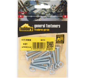 Build and Fix 10 x Gutter Bolts and Nuts 6 x 30 mm
