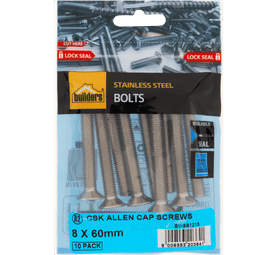 Build and Fix 10 x Countersunk Allen Cap Hex Socket Screws 8 x 60 mm