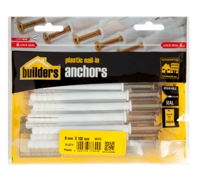 Build and Fix 15 x Plastic Nail in Anchors 8 x 100 mm