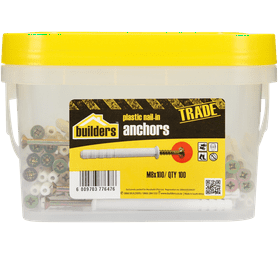 Build and Fix 100 x Plastic Nail in Anchors 8 x 100 mm