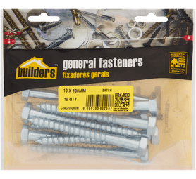 Build and Fix 10 x M10 Coach Screws 10 x 100 mm