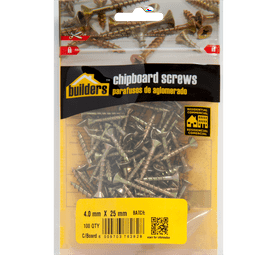 Build and Fix 100 x Chipboard Screws 4 x 25 mm