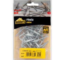 Build and Fix 30 x Large Flange Bond Rivets Silver 4.8 x 12 mm