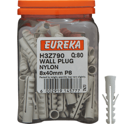 Eureka H3Z790 8 x 40 mm Wall Plug Nylon 80 Pack