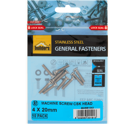 Build and Fix 10 x Countersunk Head Machine Screws 4 x 20 mm