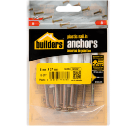 Build and Fix 10 x Plastic Nail in Anchors 8 x 57 mm