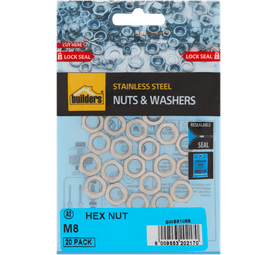 Build and Fix 20 x M8 Stainless Steel Hex Nuts