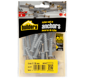 Build and Fix 20 x Nylon Nail in Anchors 6 x 35 mm