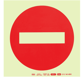 Parrot Products Photoluminescent E24 No Entry Sign Red 190 mm