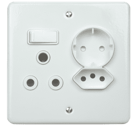 Lesco 16 A Single Socket and Shucko Plug White 100 x 100 mm
