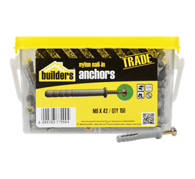 Build and Fix 150 x Nylon Nail in Anchors 6 x 42 mm