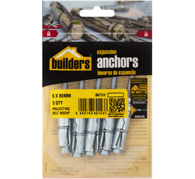 Build and Fix 5 x Projecting Bolts 6 x 80 mm