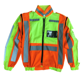 Pioneer Zip Off Sleeve Reflective Jacket Orange and Lime 2 x Extra Large
