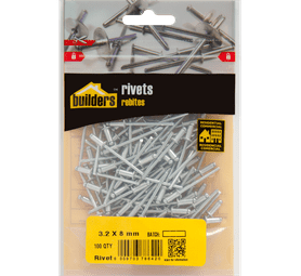 Build and Fix 100 x Open Aluminium Bond Rivets Silver 3.2 x 08 mm