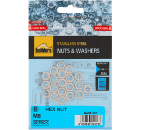 Build and Fix 20 x M6 Stainless Steel Hex Nuts
