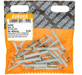 Eureka 6U20 5 x 40 mm Nail In Nylon Countersunk 20 Pack