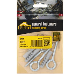 Build and Fix 3 x Eye Screws with Nylon Plugs 6 x 40 mm