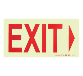 Parrot Products Photoluminescent E4 Exit and Arrow Down Sign Red 190 mm