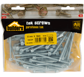 Build and Fix 100 x Threaded Coarse Hex Screws 5.5 x 70 mm