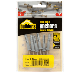 Build and Fix 6 x Nylon Nail in Anchors 6 x 35 mm