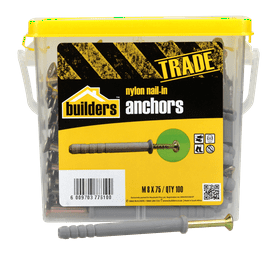 Build and Fix 100 x Nylon Nail in Anchors 8 x 75 mm