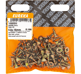 Eureka 1GB20U 5 x 16 mm Chipboard Full Thread 100 Pack